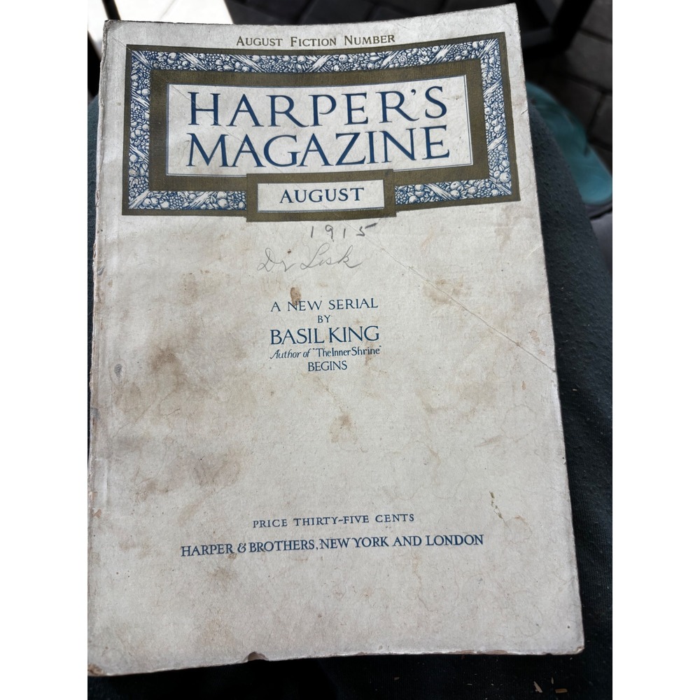 Vintage Harper's Monthly Magazine Aug 1915 No.783 NC Wyeth Illustrations Antique